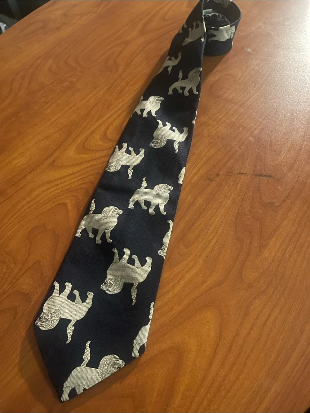 Worth Navy Blue Tie with White Pug Motif